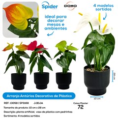 ARRANJO ANTURIOS  VASO PLASTICO COM PEDRAS
