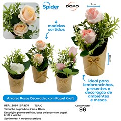 ARRANJO ROSAS BASE DE ISOPOR C/ PAPEL KRAFT