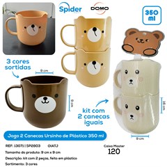 JOGO 2 CANECAS URSO DE PLASTICO