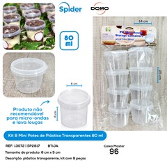KIT 8 MINI POTES DE PLASTICO