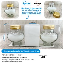 KIT 2 VELAS CORACAO DE VIDRO