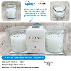 KIT 2 VELAS POTE DE VIDRO DECORADO
