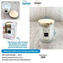 VELA DE VIDRO COM TAMPA DE BAMBU