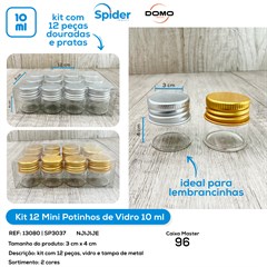 KIT 12 MINI POTES DE VIDRO COM TAMPA