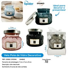 VELA POTE DE VIDRO DECORADO