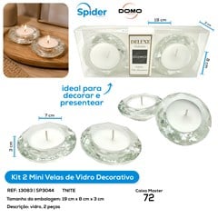 KIT 2 VELAS DE VIDRO DECORATIVO
