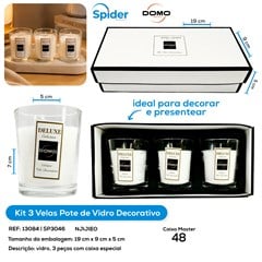 KIT 3 VELAS POTE DE VIDRO