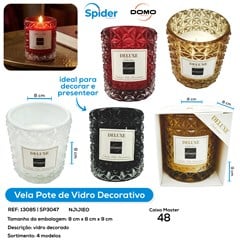 VELA POTE DE VIDRO DECORADO