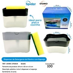 DISPENSER DETERGENTE C/ PORTA ESPONJA PLASTICO