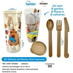 KIT TALHERES DE PLASTICO COM POTE